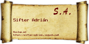 Sifter Adrián névjegykártya